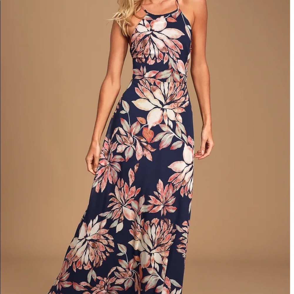 Adventure Seeker Navy Floral Print Maxi Dress